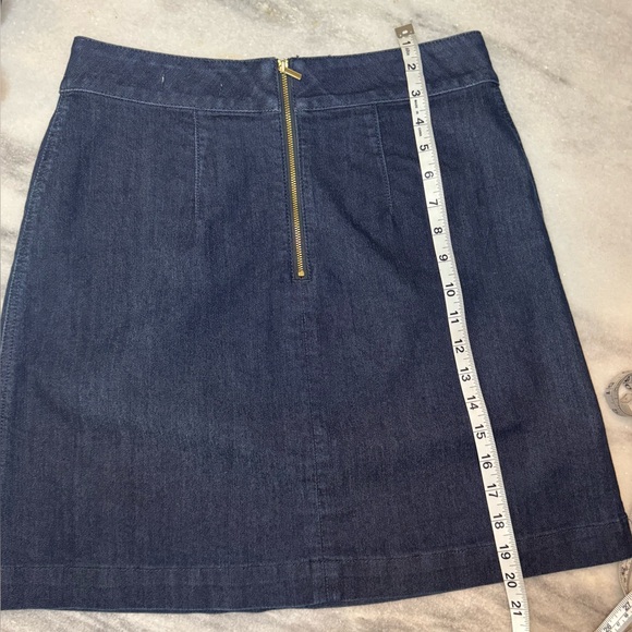 LOFT Dark Blue A-Line Denim Skirt - Picture 4 of 5
